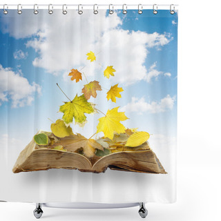 Personality  Leaves On Book Shower Curtains