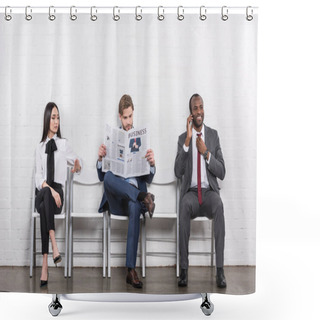 Personality  Multicultural Business People Waiting For Job Interview Shower Curtains