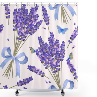 Personality  Lavender Flowers Seamless Pattern Shower Curtains
