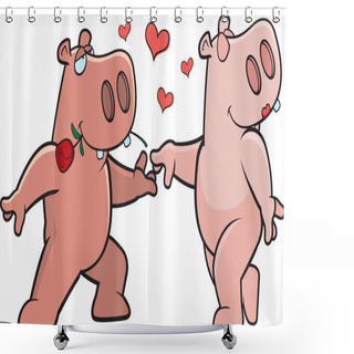 Personality  Hippo Romance Shower Curtains
