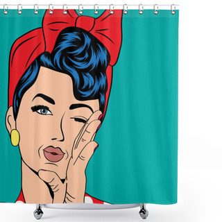 Personality  Cute Retro Woman In Comics   Shower Curtains