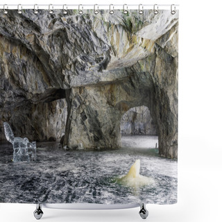 Personality  Ice Figures In A Cave In The Mountain Park Of Ruskeala In Kareli Shower Curtains