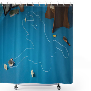 Personality  Crime Scene With The Silhouette Of The Victim Shower Curtains