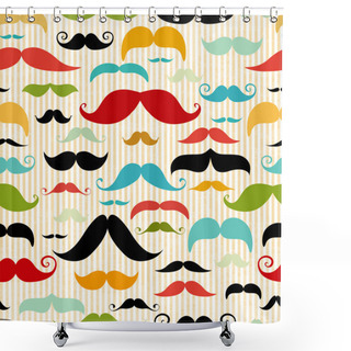 Personality  Mustache Seamless Pattern In Vintage Style Shower Curtains