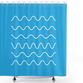 Personality  Waves Outline Icon, Modern Minimal Flat Design Style. Wave Thin Line Symbol Shower Curtains