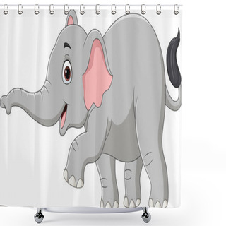 Personality   Vector Illustration Of Cartoon Elephant Isolated On White Background Shower Curtains