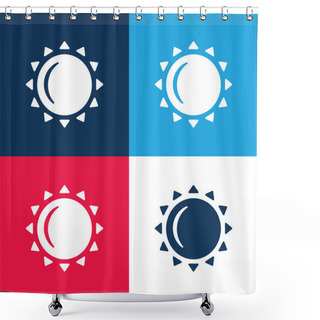 Personality  Big Sun Blue And Red Four Color Minimal Icon Set Shower Curtains