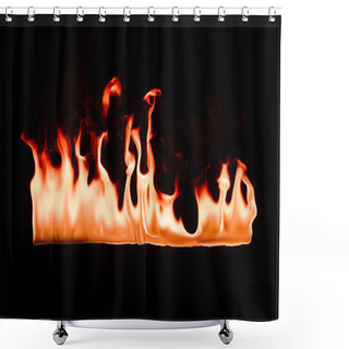 Personality  Close Up View Of Burning Orange Fire On Black Background Shower Curtains
