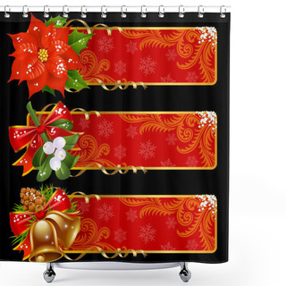 Personality  Christmas And New Year Banners Shower Curtains