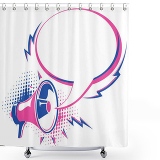 Personality  Megaphone Sign With Speech Bubble Shower Curtains