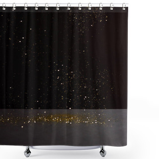 Personality  Grey Stone Table With Bright Sparkles Isolated On Black  Shower Curtains
