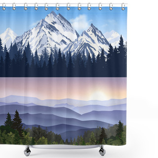 Personality  Landscape Of Mountains Banners Shower Curtains