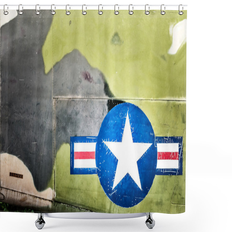 Personality  Military Plane With Star And Stripe Sign Shower Curtains