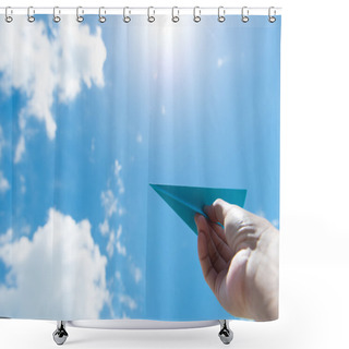 Personality  Paper Plane Against Cloudy Sky Shower Curtains
