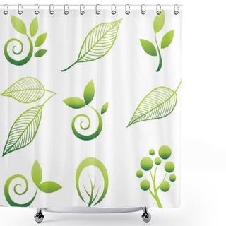 Personality  Set Of Leaf Design Elements Shower Curtains