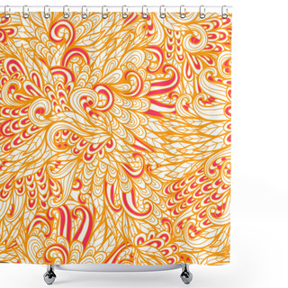 Personality  Seamless Floral Orange Doodle Pattern Shower Curtains