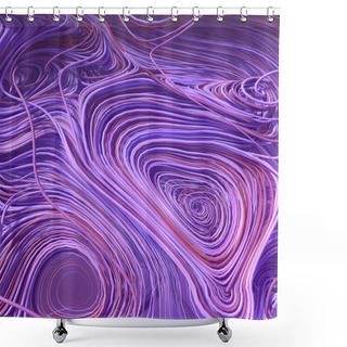 Personality  Interlacing Abstract Blue And Pink Curves. 3D Rendering Shower Curtains