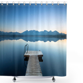 Personality  Jetty On A Lake Close To The Alps Shower Curtains