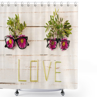 Personality  Eyeglasses And Pink Flowers Shower Curtains