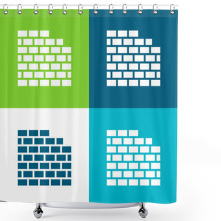 Personality  Brick Wall Flat Four Color Minimal Icon Set Shower Curtains