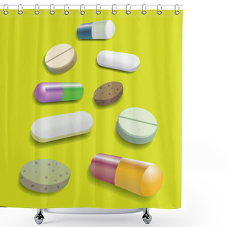 Personality  Color Pills And Tabets Shower Curtains