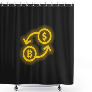 Personality  Bitcoin Exchange Rate Symbol Yellow Glowing Neon Icon Shower Curtains