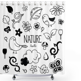Personality  Hand Drawing Styles For Nature. Doodle Nature. Shower Curtains