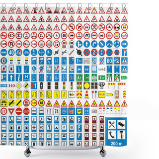 Personality  Isolated European Road Signs Shower Curtains