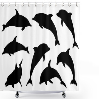 Personality  Dolphin Silhouettes Shower Curtains