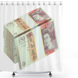 Personality  Packs Of Pound Sterling, 3D Rendering Shower Curtains