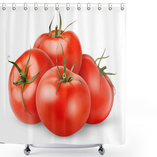 Personality  Fresh Tomatoes Isolated On White Shower Curtains
