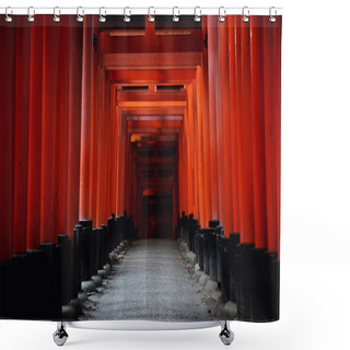 Personality  Red Tori Gate At Fushimi Inari Shrine In Kyoto, Japan , Selectiv Shower Curtains