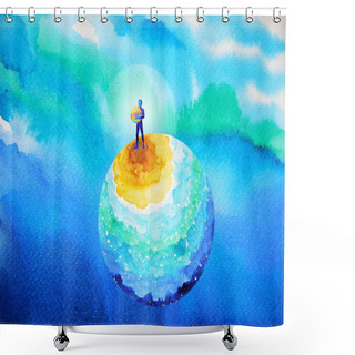 Personality  Human And Spirit Powerful Energy Connect To The Universe Power Watercolor Painting Shower Curtains