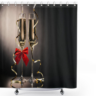 Personality  Glasses Of Champagne With Ribbons Shower Curtains
