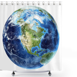Personality  Planet Earth With Some Clouds. North America View. Shower Curtains