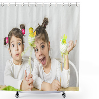 Personality  Cute Twin Sisters Shower Curtains