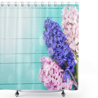Personality  Postcard With Fresh Spring Flowers Hyacinths Shower Curtains