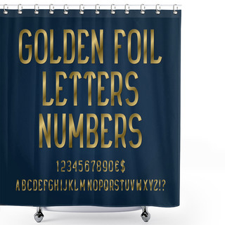 Personality  Golden Foil Letters, Numbers, Dollar And Euro Currency Signs, Exclamation And Question Marks. Shower Curtains