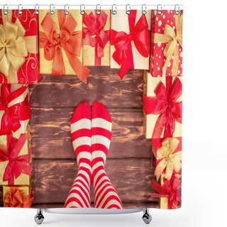 Personality  Sexy Santa Woman Legs Shower Curtains