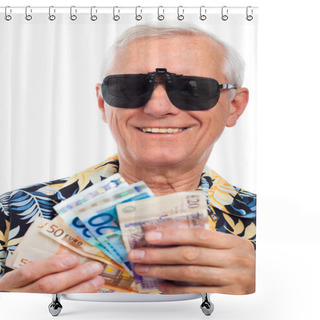 Personality  Happy Rich Elderly Man With Money Shower Curtains