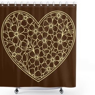Personality  Mehndi Flower Pattern In Form Of Heart For Henna Drawing And Tattoo. Decoration In Ethnic Oriental, Indian Style. Coloring Book Page. Shower Curtains