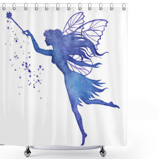 Personality  Hand Paint Fairy, Watercolor Vector Silhouette Illustration Shower Curtains