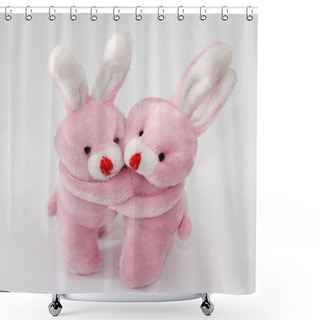 Personality  Two Bunnies Hug Shower Curtains