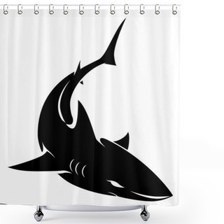 Personality  Illustration Of Shark Sign Shower Curtains