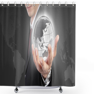Personality  The World Is In Your Hand. A Conceptual Business Image Shower Curtains