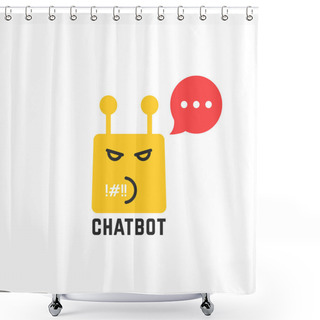 Personality  Rude Yellow Chatbot Icon With Red Speech Bubble Shower Curtains