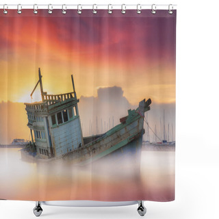 Personality  Fishing Boat Beached  Shower Curtains