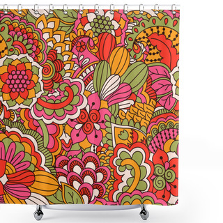 Personality  Hand Drawn Seamless Pattern With Floral Elements. Shower Curtains
