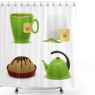 Personality  Tea Vector Icon Set Shower Curtains