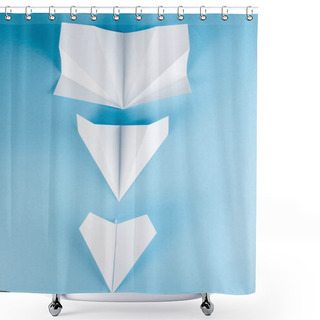 Personality  Top View Paper Planes Transformation On Blue  Shower Curtains